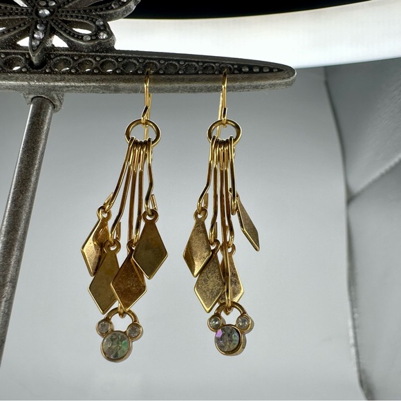 1.5” Mickey Gold-Tone Drop Pierced Disney Statement Earrings - Picture 4 of 8